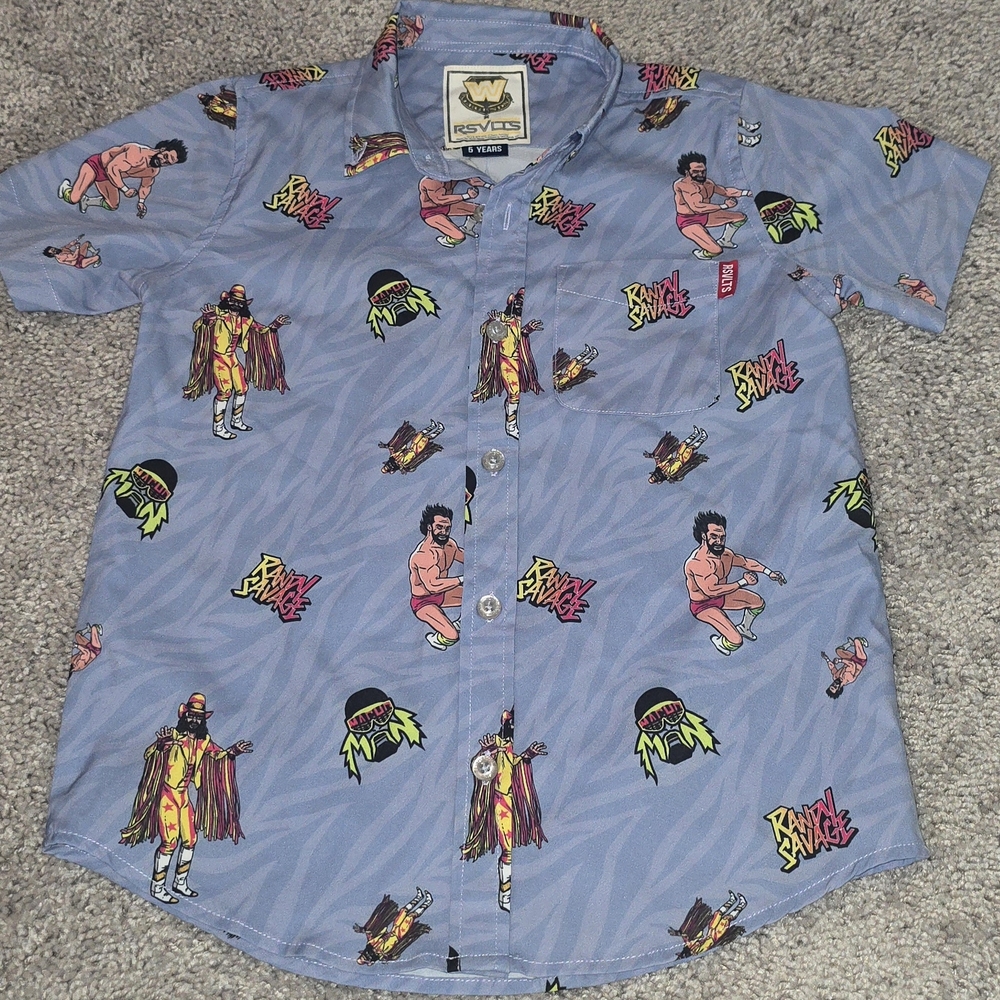 RSVLTS Blue Macho Man Kids Button Down Shirt
